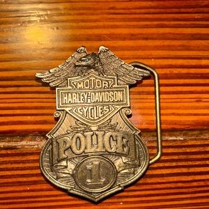 Harley Davidson police 1 belt buckle brass